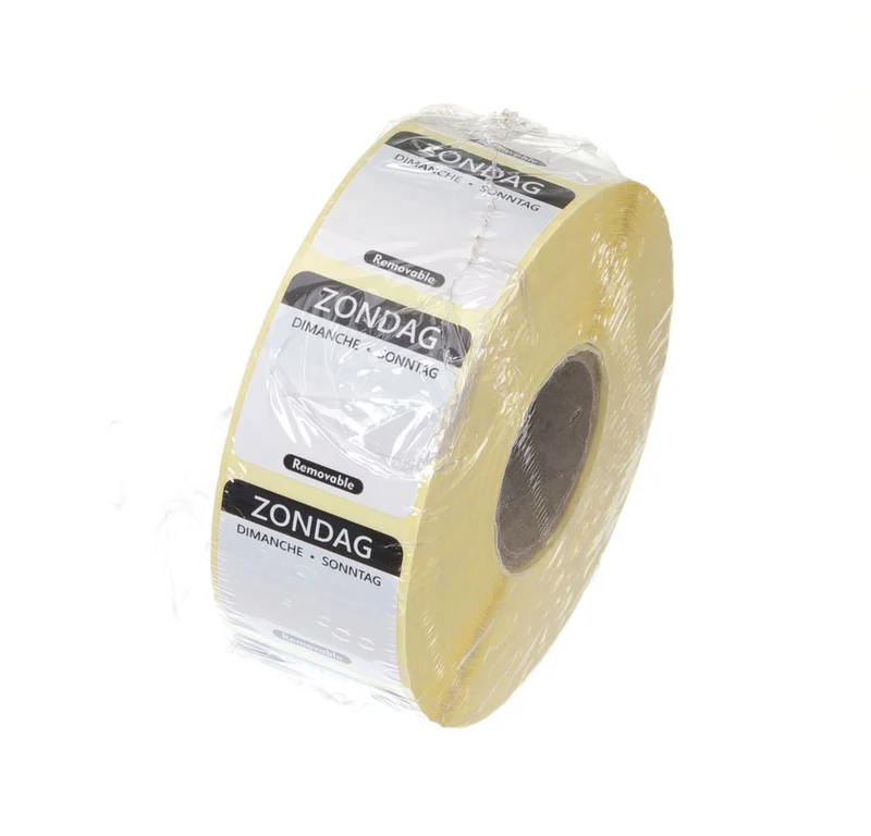 HENDI Täglich anwendbare Lebensmittelsicherheitsetiketten – Sonntag – Schwarz – 25 × 25 mm – 1000 Stück