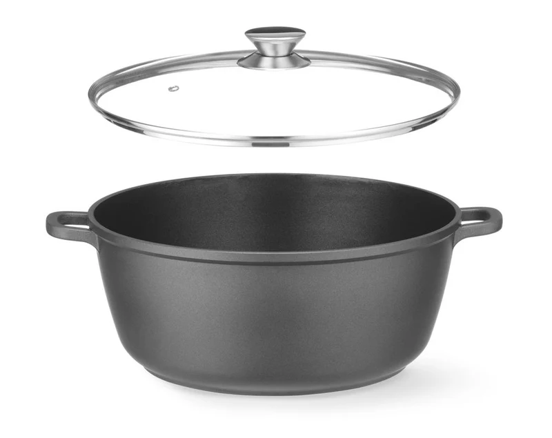 HENDI Kasserolle mit Antihaft-Beschichtung – 7 l – Schwarz – 367 × 290 × H 122 mm