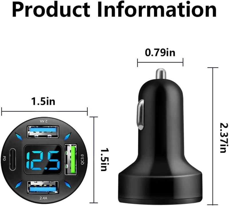 Autolader 66W Supersnel opladen met USB PD & QC 3.0 – Universeel voor 12-24V sigarettenaansteker