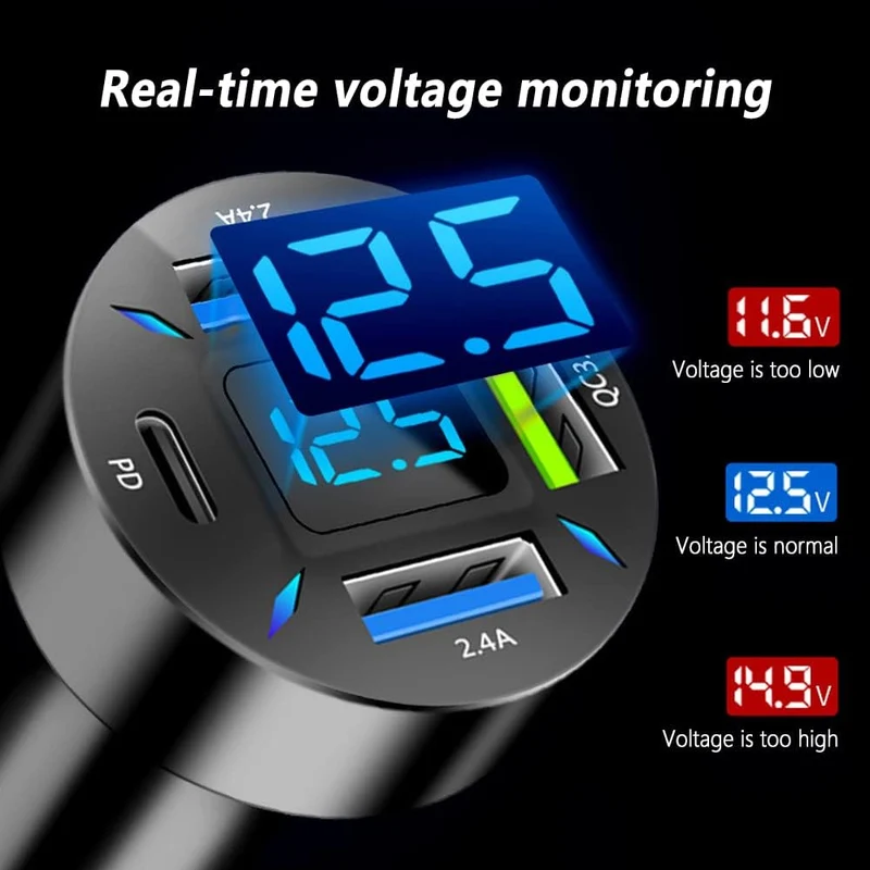 Autolader 66W Supersnel opladen met USB PD & QC 3.0 – Universeel voor 12-24V sigarettenaansteker