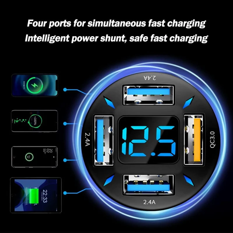 Autolader 66W Supersnel opladen met USB PD & QC 3.0 – Universeel voor 12-24V sigarettenaansteker