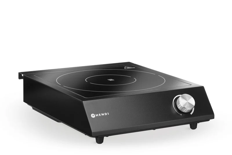 HENDI Set: Induktionskocher 3500 W + Stielkasserolle + Bratpfanne – 230 V / 3500 W – Schwarz – 320 × 395 × H 95 mm