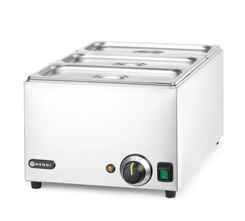 HENDI Set: Bain-Marie Ranger + 3x GN 1 / 3 Behälter mit Deckel – 230 V / 1000 W – 590 × 332 × H 242 mm