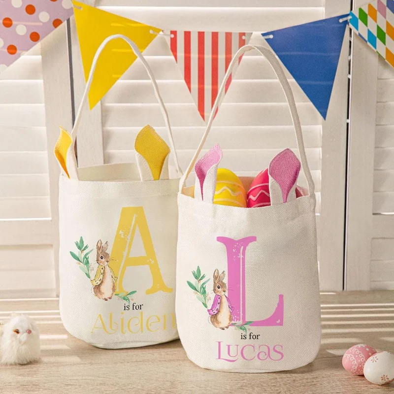 BunnyLuxe paasmand| Schattige gepersonaliseerde paasei jachtmand