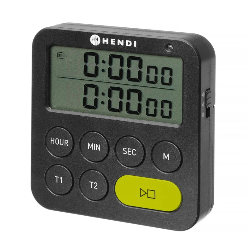 HENDI Timer, doppelt – Schwarz – 82 × 20 × H 86 mm