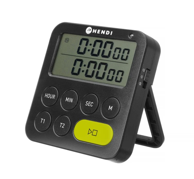HENDI Timer, doppelt – Schwarz – 82 × 20 × H 86 mm