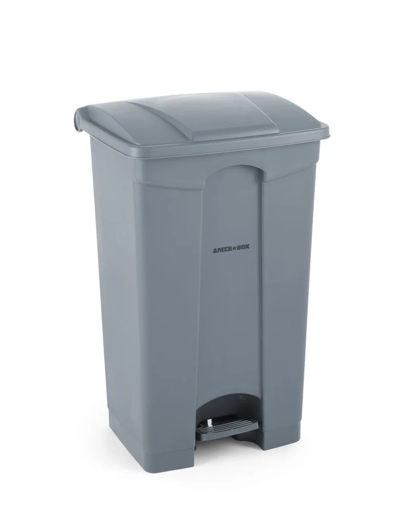 AmerBox Tret-Abfalleimer – 87 l – Hellgrau – 500 × 410 × H 815 mm