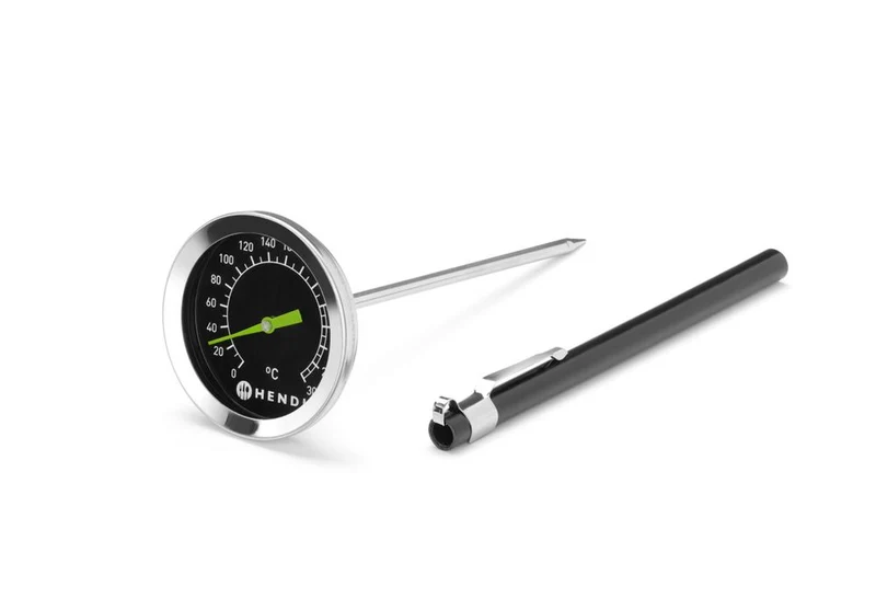 HENDI Analoges Thermometer – Schwarz – Ø 52 × H 140 mm