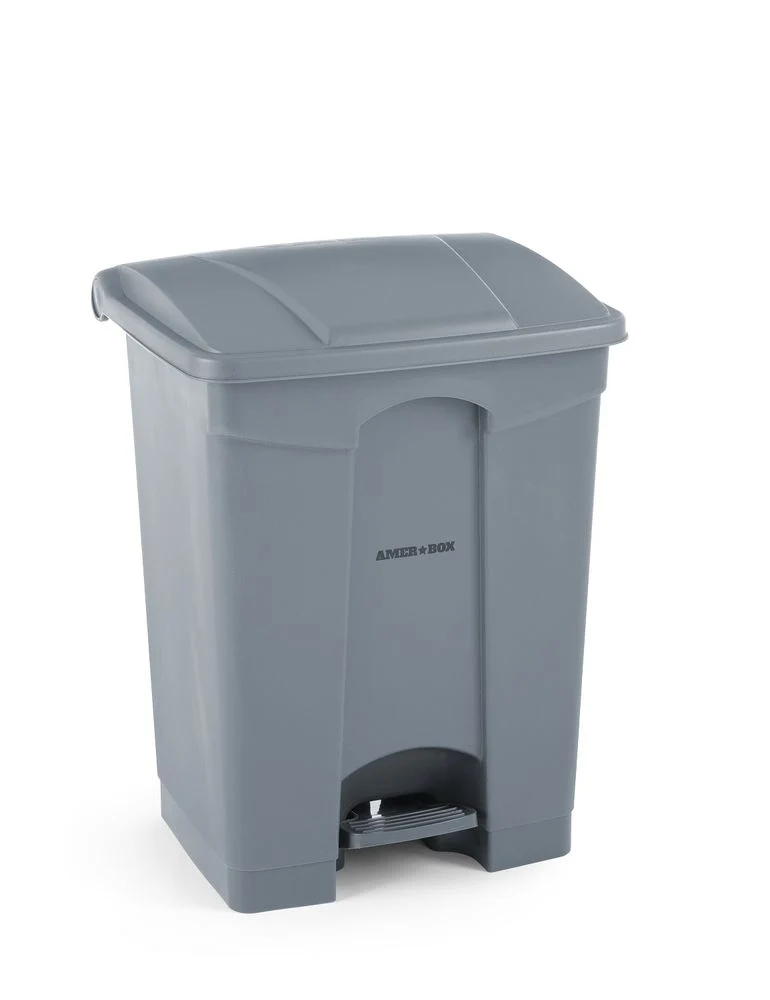AmerBox Tret-Abfalleimer – 68 l – Hellgrau – 490 × 410 × H 660 mm