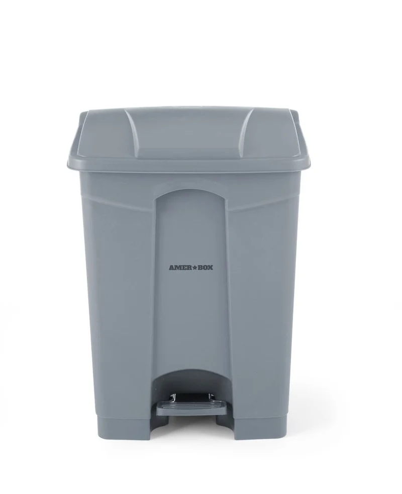 AmerBox Tret-Abfalleimer – 68 l – Hellgrau – 490 × 410 × H 660 mm