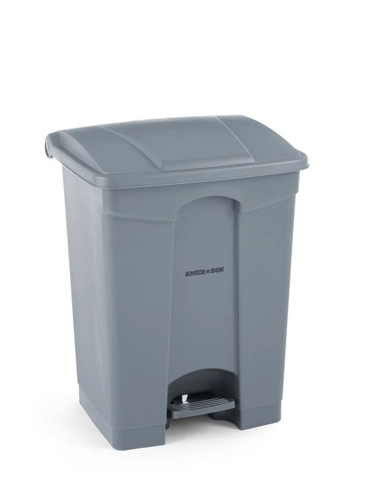 AmerBox Tret-Abfalleimer – 68 l – Hellgrau – 490 × 410 × H 660 mm