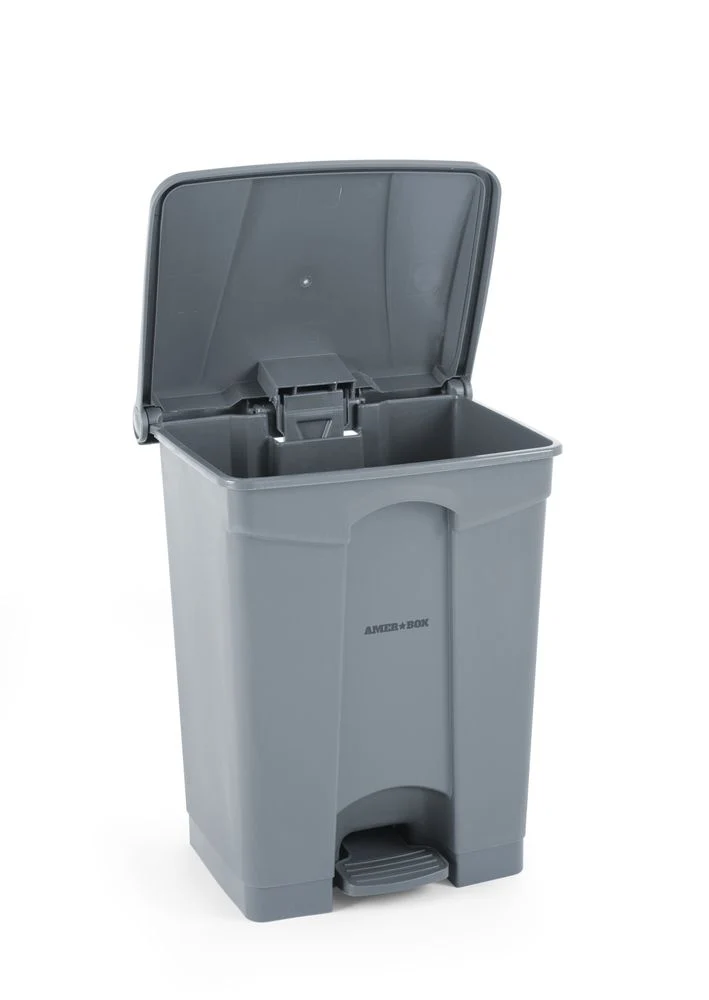 AmerBox Tret-Abfalleimer – 68 l – Hellgrau – 490 × 410 × H 660 mm