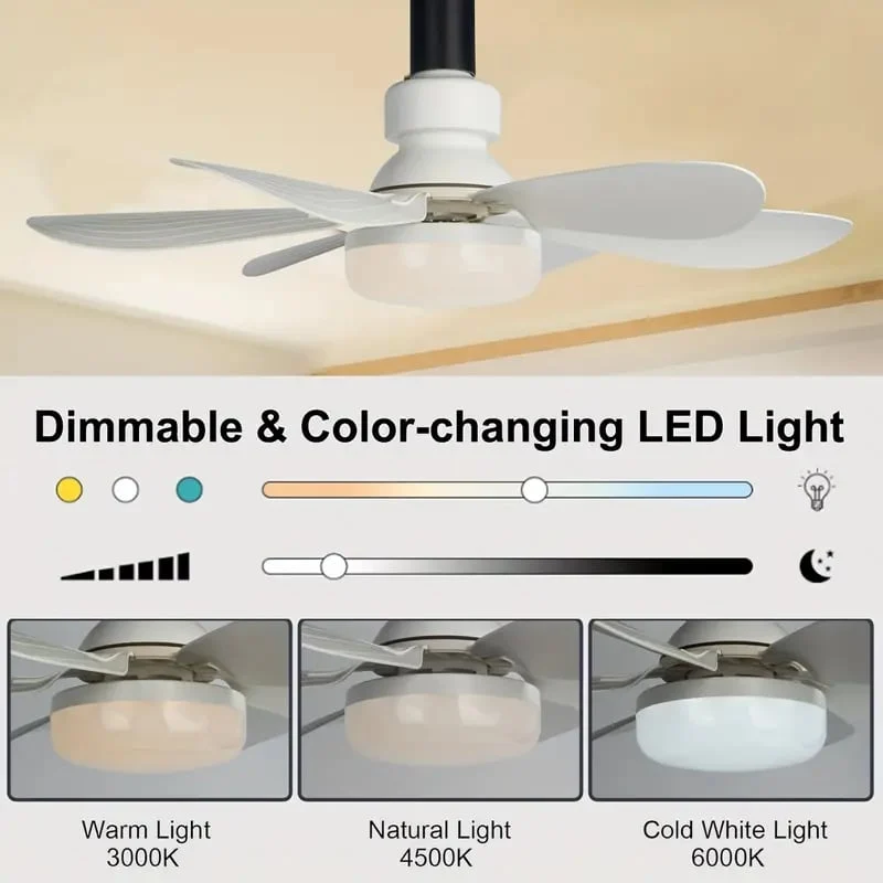 LuxeBreeze Draagbare Plafondventilator & Licht | Elegante 2-in-1 oplossing met afstandsbediening voor comfort en stijl