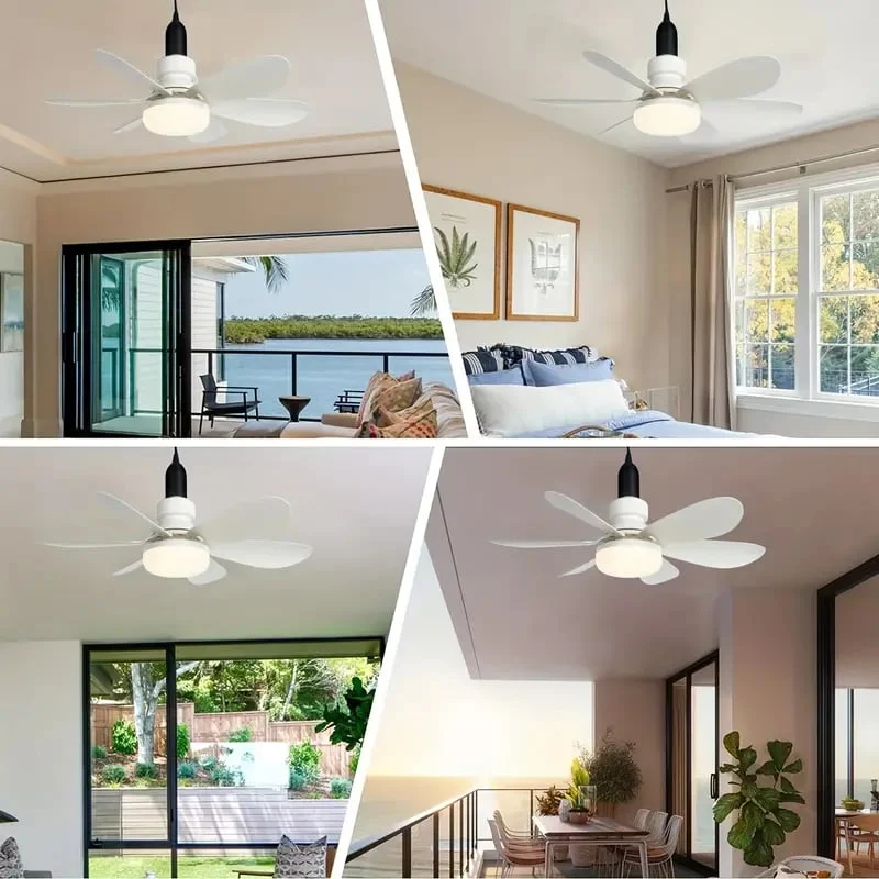 LuxeBreeze Draagbare Plafondventilator & Licht | Elegante 2-in-1 oplossing met afstandsbediening voor comfort en stijl