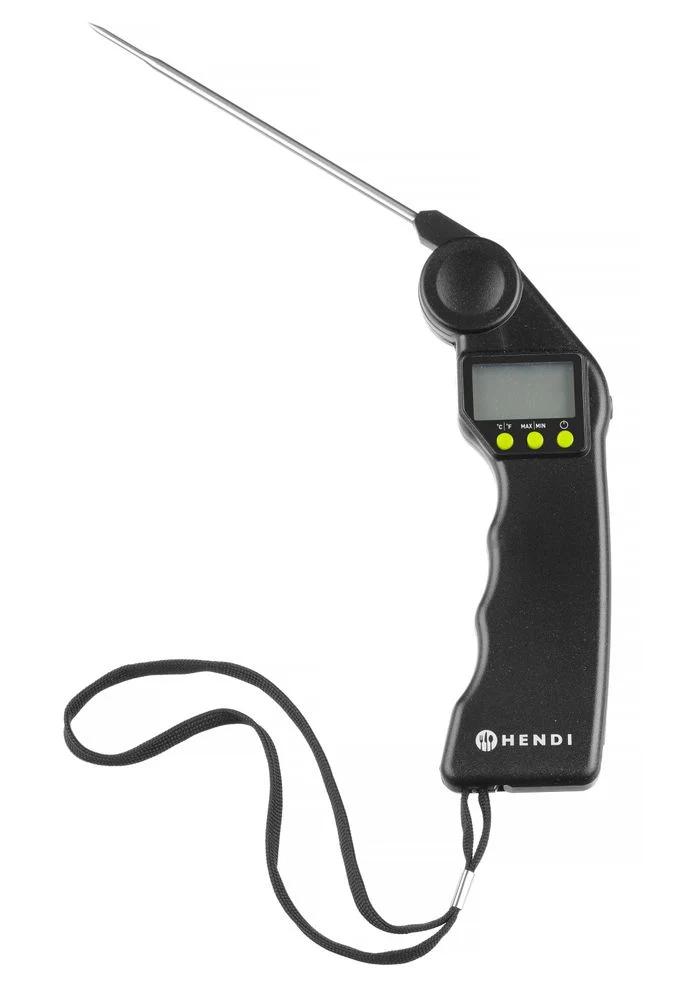HENDI Digitales Thermometer mit klappbarer Sonde – Schwarz – 160 × 55 × H 20 mm