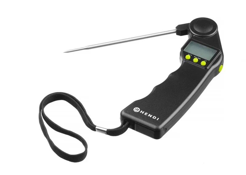 HENDI Digitales Thermometer mit klappbarer Sonde – Schwarz – 160 × 55 × H 20 mm