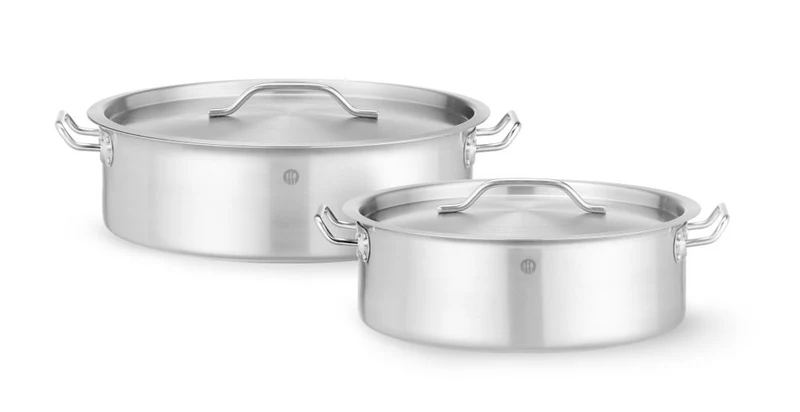HENDI Kochtopf, niedrig - mit Deckel – 8,5 l – Rund – Ø 320 × H 110 mm