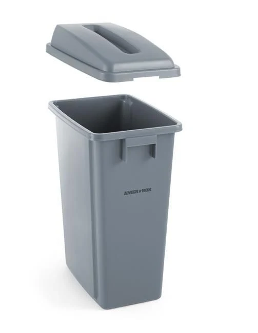 AmerBox Abfalleimer schmal – 60 l – Hellgrau – 455 × 315 × H 580 mm