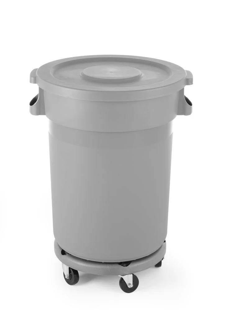 AmerBox Wagen für Abfalleimer rund – Passend für 691038 – Hellgrau – Ø 455 × H 165 mm