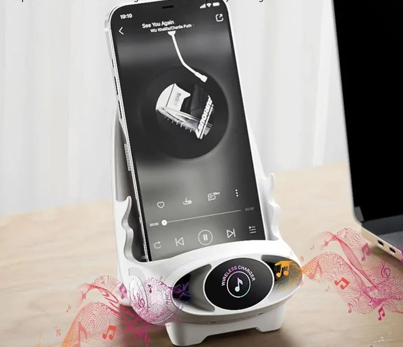 LuxoTech Mini Telefoonhouder | Elegante stoelvorm met draadloze snellader functie