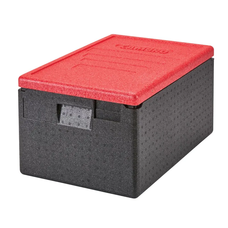 Cambro Cam GoBox® Toplader, Transportbox schwarz mit Deckel, rot, passend für GN 1/1 150 mm tief - EPP160CL365