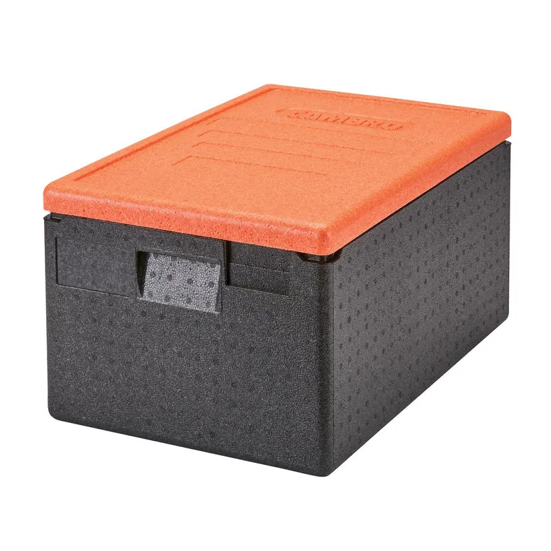 Cambro Cam GoBox® Toplader, Transportbox schwarz mit Deckel, orange, passend für GN 1/1 150 mm tief - EPP160CL363