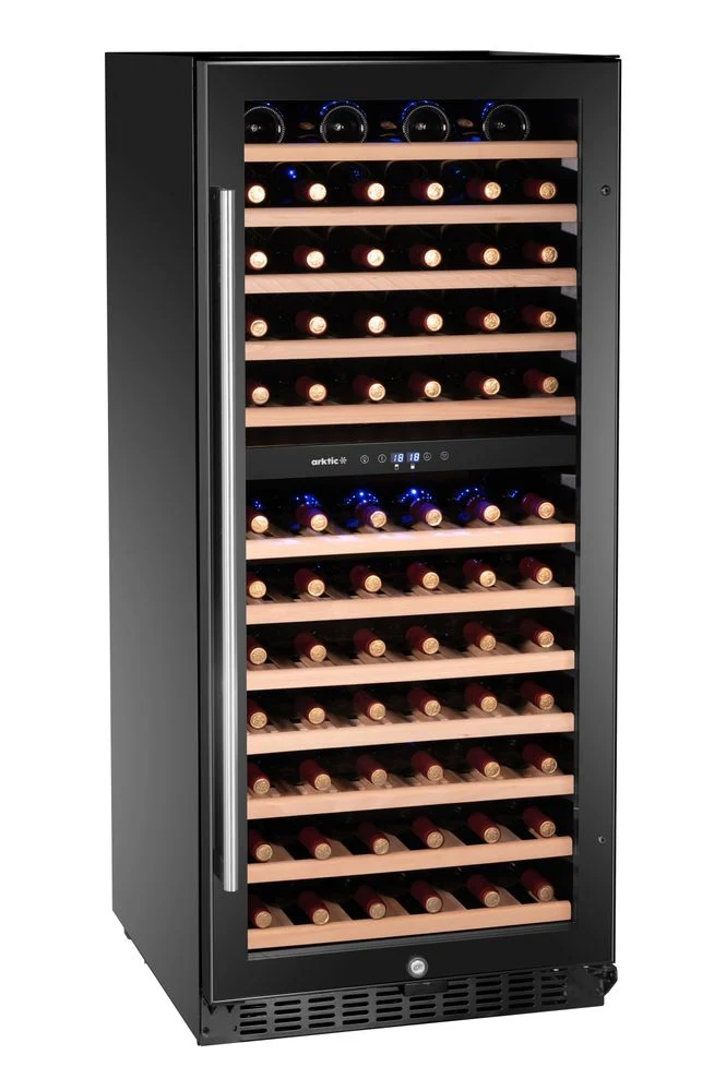 Arktic Weinkühler, 2 Zonen, 124 Flaschen – Schwarz – 569 × 595 × H 1397 mm