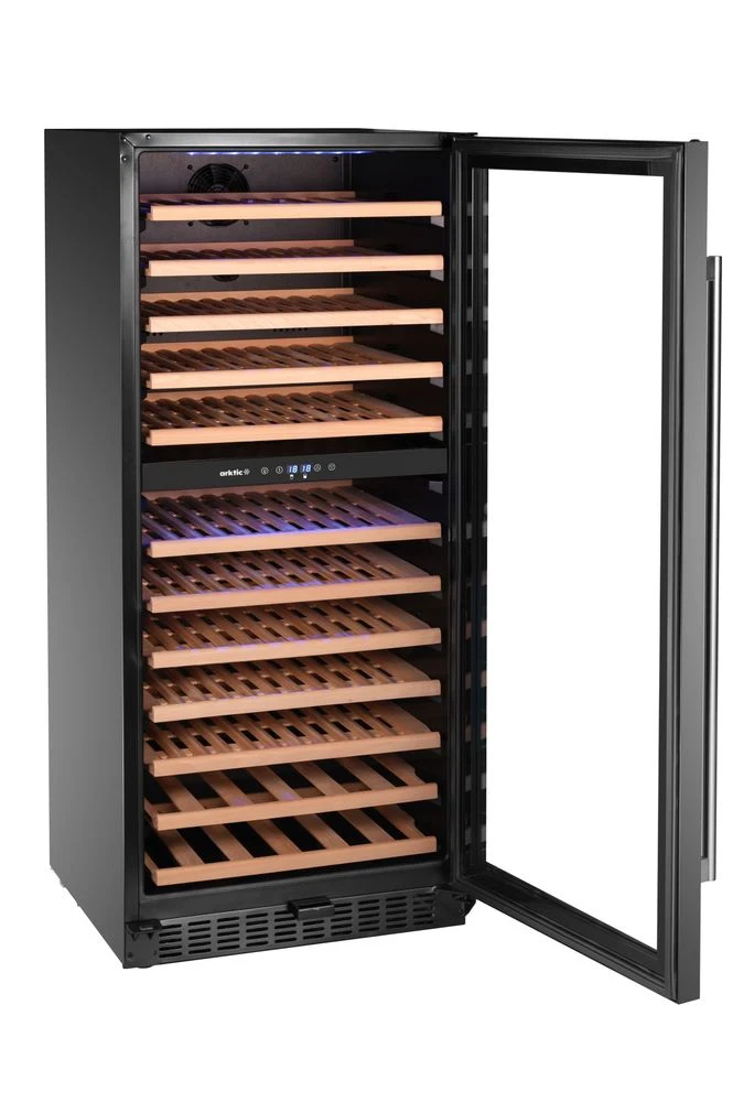 Arktic Weinkühler, 2 Zonen, 124 Flaschen – Schwarz – 569 × 595 × H 1397 mm
