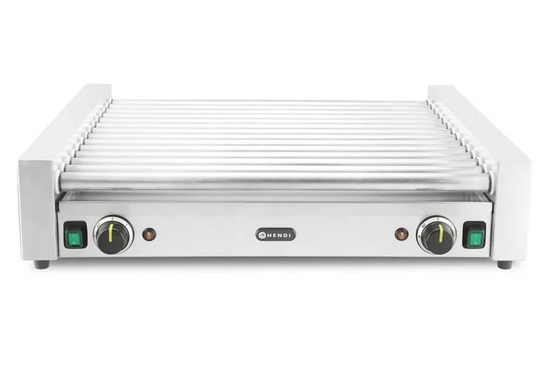 HENDI Rollengrill XL - 2 Zonen – 230 V / 2000 W – 14 Rollen – Rechteckig – Silber – 732 × 590 × H 168 mm