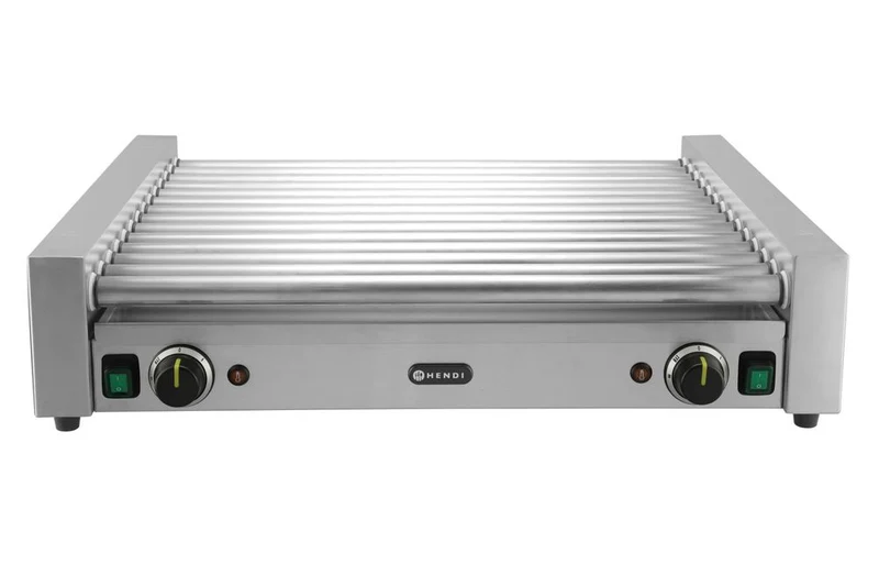 HENDI Rollengrill XL - 2 Zonen – 230 V / 2000 W – 14 Rollen – Rechteckig – Silber – 732 × 590 × H 168 mm