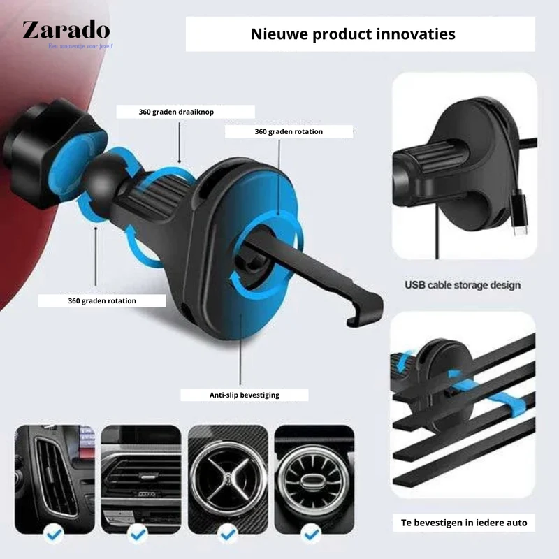 Robo Car Pro | Slimme draadloze auto-oplader telefoonhouder