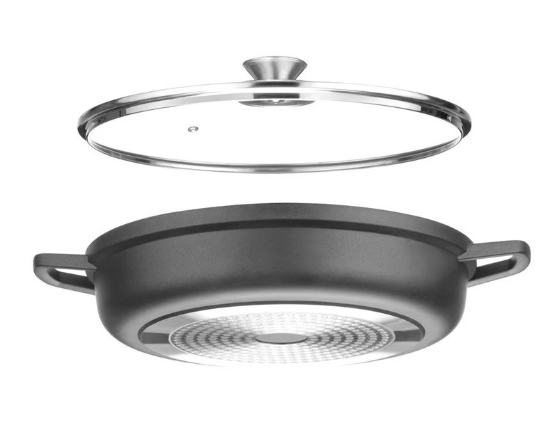 HENDI Kasserolle mit Antihaft-Beschichtung – 4,3 l – Schwarz – 425 × 332 × H 70 mm