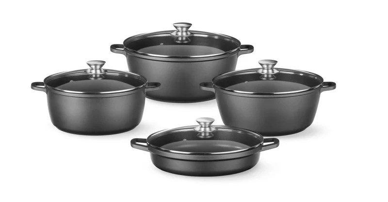 HENDI Kasserolle mit Antihaft-Beschichtung – 4,3 l – Schwarz – 425 × 332 × H 70 mm