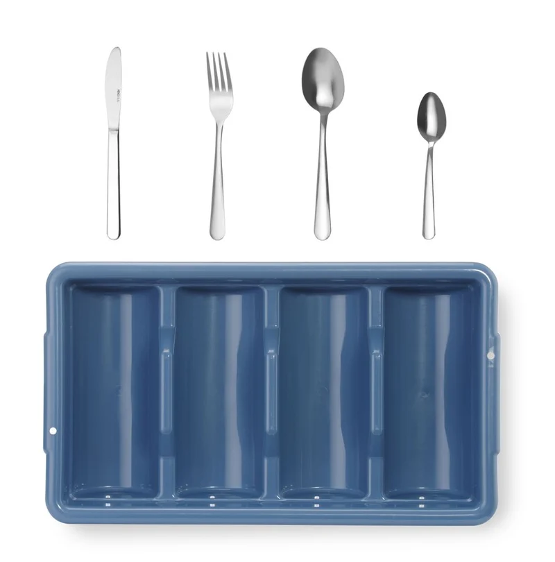 HENDI Besteck-Set mit Tablett – Rechteckig – Blau – 525 × 300 × H 95 mm