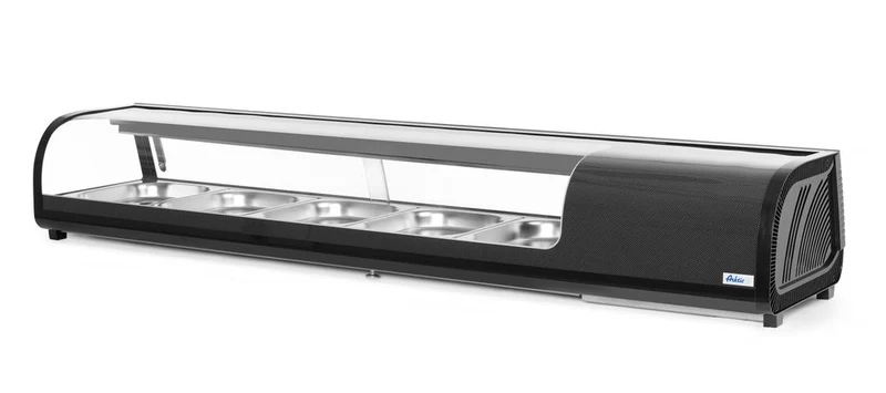 Arktic Sushi-Vitrine – GN 1 / 2 – 230 V / 190 W – Schwarz – 420 × 1800 × H 265 mm