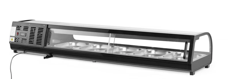 Arktic Sushi-Vitrine – GN 1 / 2 – 230 V / 190 W – Schwarz – 420 × 1800 × H 265 mm
