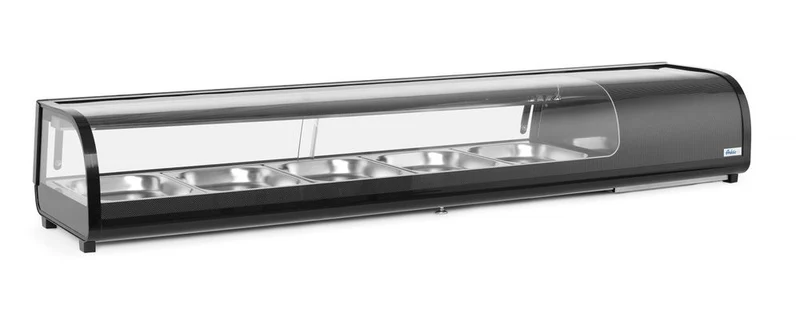 Arktic Sushi-Vitrine – GN 1 / 2 – 230 V / 190 W – Schwarz – 420 × 1800 × H 265 mm