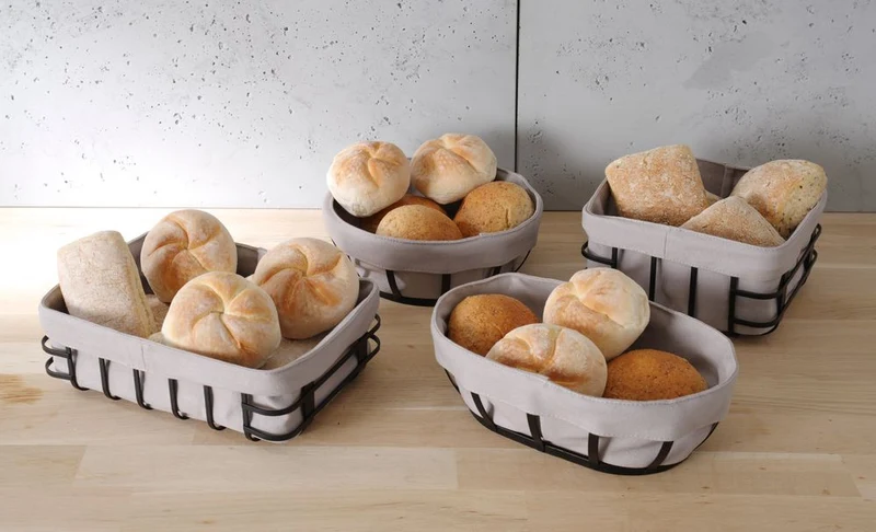 HENDI Brotkorb mit Beutel – rund – 220 × 220 × 80 mm
