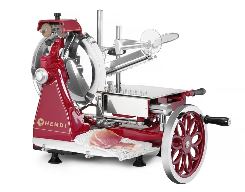 HENDI Aufschnittmaschine, manuell RETRO 300 – Rot – 720 × 600 × H 740 mm
