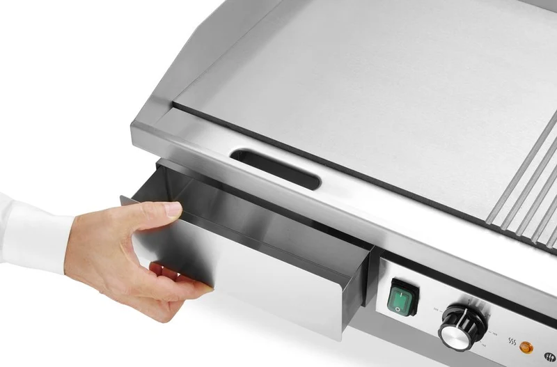 HENDI Grill, halb glatt, halb gerippt – Budget Line – 400 V / 4400 W – 720 × 460 × H 241 mm