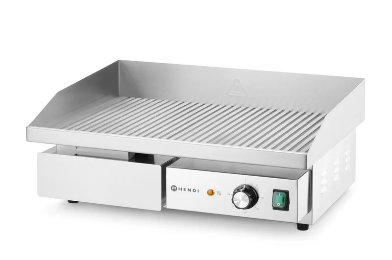 HENDI Gerillte Grillplatte – Budget Line – 230 V / 3000 W – 550 × 430 × H 240 mm