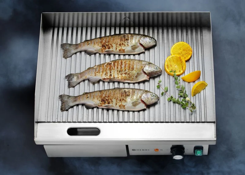 HENDI Gerillte Grillplatte – Budget Line – 230 V / 3000 W – 550 × 430 × H 240 mm