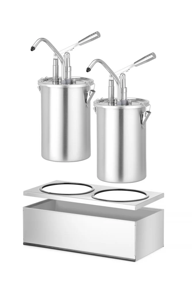 HENDI Saucenspender, Edelstahl, Zweier-Set – 9 l – 500 × 235 × H 360 mm