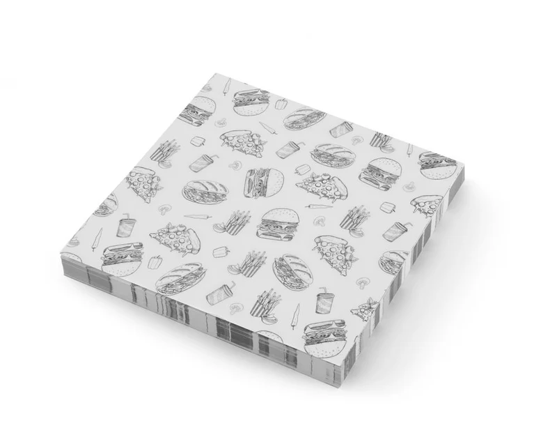 HENDI Einschlagpapier, fettdicht – Fastfood-Muster – 305 × 305 mm – 500 Stück