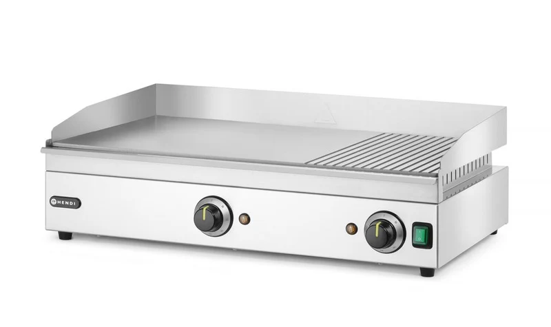 HENDI Grillplatte 1 / 3 gerillt – Kitchen Line – 230 V / 3500 W – 697 × 474 × H 241 mm