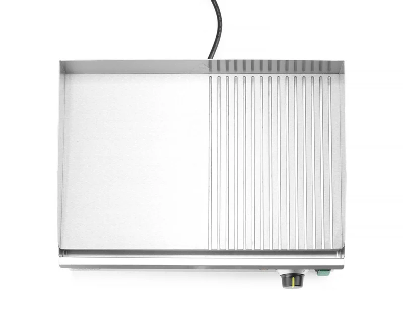 HENDI Grillplatte halb gerillt – Kitchen Line – 230 V / 2400 W – 527 × 404 × H 233 mm