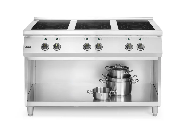 HENDI Induktionsherd, 6 Kochfelder – 400 V / 25500 W – 1200 × 700 × H 890 mm