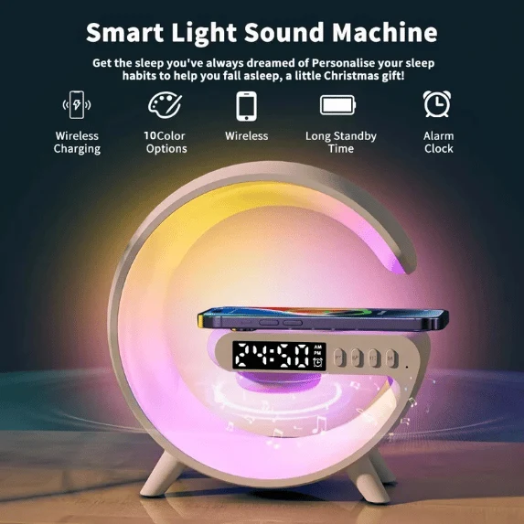 LuxAura Luxe Bluetooth Speaker | Draadloze speaker met sfeerverlichting en klokfunctie