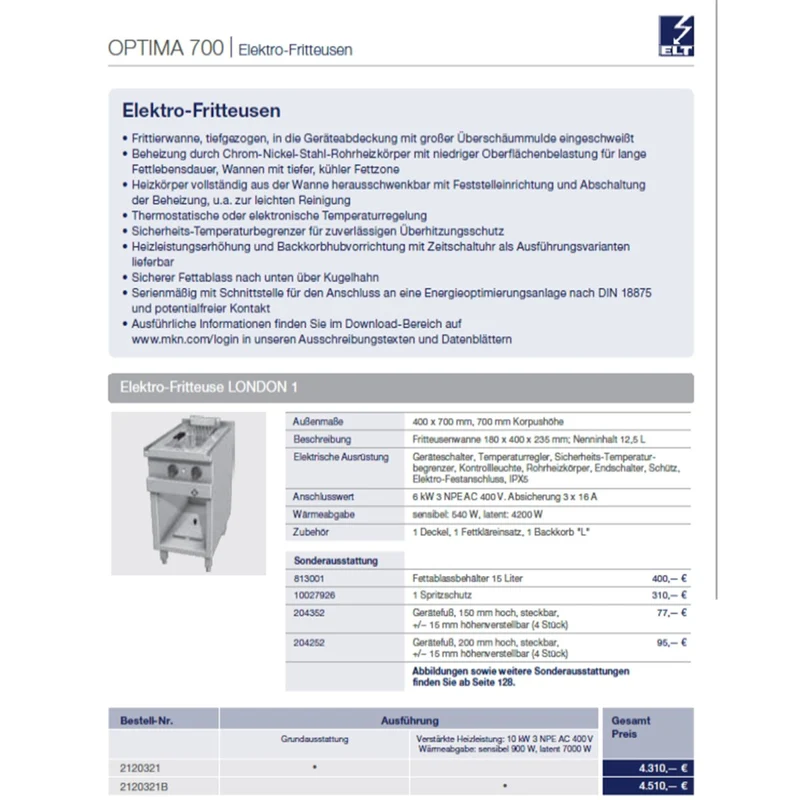 MKN Fritteuse OPTIMA 700 LONDON 1 400V gebraucht
