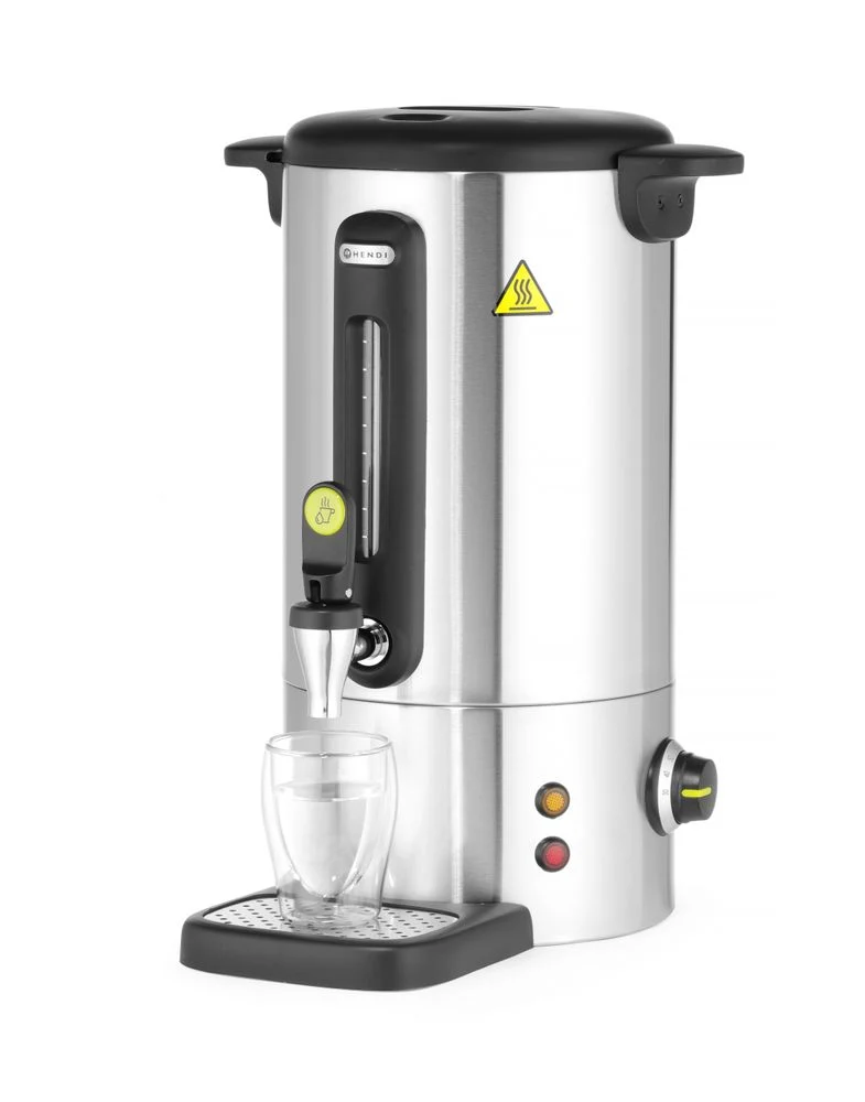 HENDI Heißgetränkespender UNIQ – designed by Robert Bronwasser – 9 l – Silber – 230 V / 950 W – 307 × 330 × 450 mm